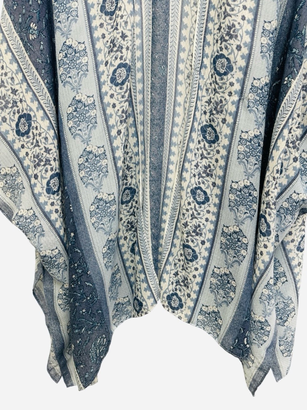Lucky Brand Easy Printed Kimono blue white boho floral flowy festival One Size - Picture 6 of 10